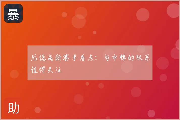 厄德高新赛季看点：与中锋的联系值得关注